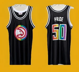 Atlanta Hawks PRIDE Basketball Jersey #50 Women’s Size Small 34-36 Rainbow Shirt - Picture 1 of 6