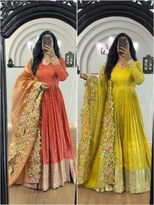 Anarkali Gown Pakistani Salwar Kameez Ready To Wear Dress Wedding Party Suits L - Picture 1 of 8