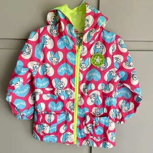 Cute Girls Size XXL Zip Up Jacket With Pockets, Hood, And Cartoon Heart Design - Picture 1 of 7