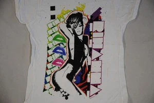 RIHANNA HARD COLOUR IMAGE LOGO LADIES SKINNY T SHIRT NEW OFFICIAL RARE - Picture 1 of 4