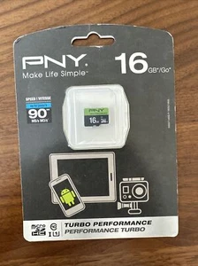 PNY Turbo Performance 16GB High Speed MicroSDHC Class 10 UHS-I P-SDU16GU190G-GE - Picture 1 of 2
