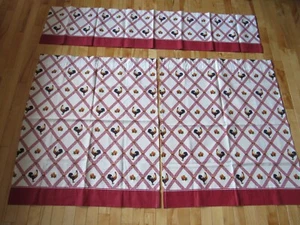 NEW 3 BETTER HOME & GARDENS RED COUNTRY ROOSTERS VALANCE 13.5x60 2 TIERS 30x36 - Picture 1 of 6