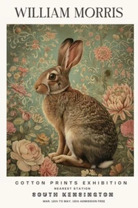 William Morris Vintage Rabbit Animal Cotton Prints Exhibition Wall Art Poster - Picture 1 of 6