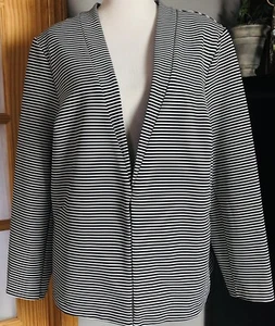 Boutique Woman’s Sweater Blazer Sz 2X Black White Stripes Long Sleeves Stretch - Picture 1 of 11