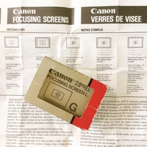 Pantalla de enfoque Canon L como nueva para microprisma F-1 tipo G + instrucciones en inglés F1 - Imagen 1 de 11
