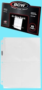 10 BCW PRO 4-POCKET CARD PAGES Toploader Sheet Protector Ultra Clear Sports CCG - Picture 1 of 5