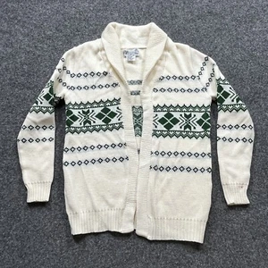 Vintage Cardigan Sweater Womens Mens Size M 38/40 Grandpa Green Ski Nordic - Picture 1 of 15