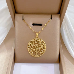 Women's Fashion Jewelry Gold Cubic Zircon Tree Of Life Pendant Necklace 311 - Picture 1 of 6