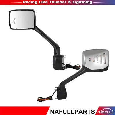 Espejo retrovisor capó derecho y derecho Kenworth T680 Peterbilt 579 2013-2021 con luz giratoria LED Foto 1 de 4