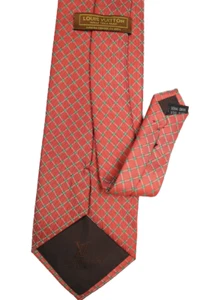 Louis Vuitton Mens Tie Silk Jacquard Diamond Red Green 60x4 - Picture 1 of 7