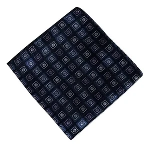 Men's Handmade Navy Blue & Pink Geometric Print 100% Silk 10" Pocket Square  - Picture 1 of 3