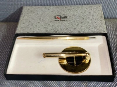 Gold Quill Pen & Pedestal Stand Branded Motorola - Imagem 1 de 2