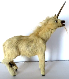 Estatuilla unicornio pelo real? Bronceado 11" de alto NO ES UN JUGUETE raro - Imagen 1 de 7