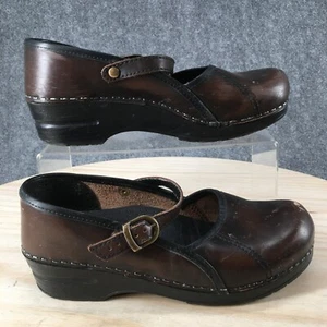 Sanita Shoes Womens 37 Comfort Mary Jane Brown Leather Buckle Strap Round Toe - Picture 1 of 18