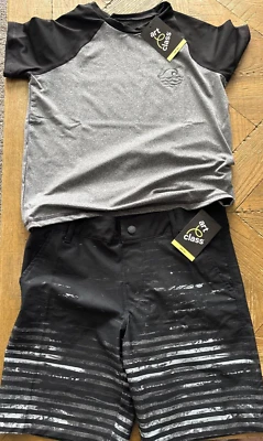 Boys Striped Swim Shorts w/ Rash Guard Shirt~10 Husky - Image 1 of 4