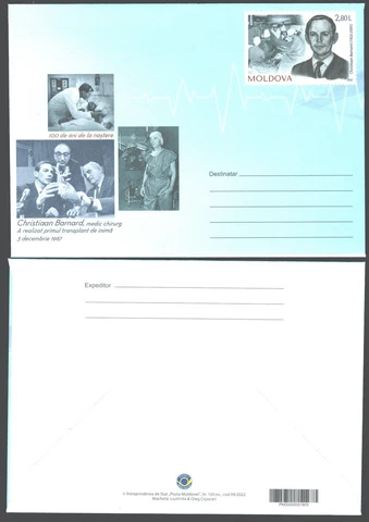 2022  Moldova  C. Barnard  South African transplant cardiac surgeon , heart Cover