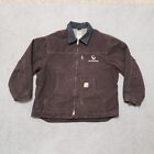 Carhartt Jacket Mens 2Xl Canvas Fleece Line Full Zip Brown Work Outdoor Xxl Coat