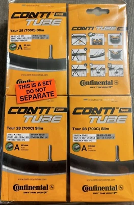 4x Continental Bicycle Conti Inner Tubes Tour 28 Slim 700C 40mm A Schrader Valve - Image 1 of 4