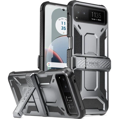 For Moto Razr 2023 Case Poetic with Kickstand Shockproof Cover Gun Metal - Image 1 of 4