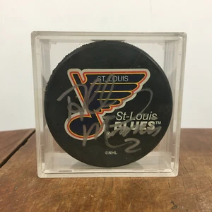 Vintage 80s 90s Al Macinnis St Louis Blue Ice Hockey Puck Slap Shot - Picture 1 of 3