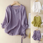 Pullover T-Shirt Tunic Tops Solid Loose Casual 3/4 Sleeve Crewneck Women Fashion