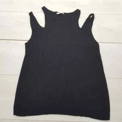 TU Pullover Jumper Size 14 Black Straps Stretch Sleeveless Cotton Blend Summer - Image 1 of 4