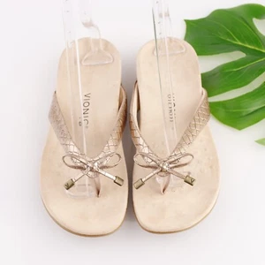 Vionic Womens Bella Sandal Size 10 Rose Gold Thong Arch Support Toe Post Slide - Picture 1 of 12