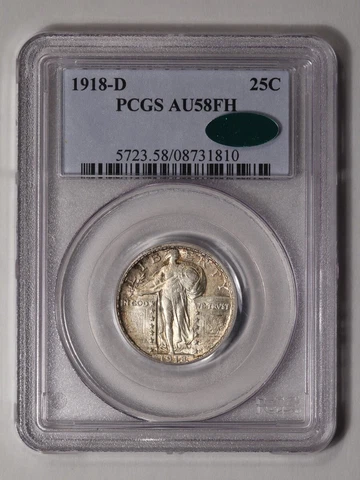 1918-D 25C Standing Liberty Quarter PCGS AU58FH (CAC) Cover