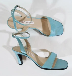 ENZO ANGIOLINI Light Blue Leather Ankle Strap High Heel Sandals 9.5 M - Picture 1 of 16