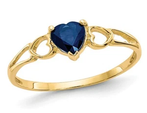 1/2 Carat (ctw) Blue Sapphire Heart Ring 14K Yellow Gold - Picture 1 of 4