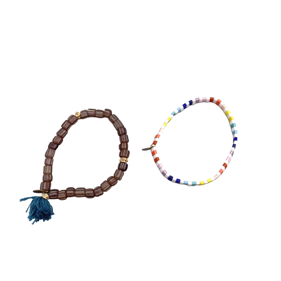 Shashi Tilu Bracelet Beaded Tassel Bracelet Lot of Tow Multicolor  - Image 1 of 4