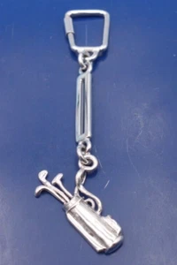 Llavero vintage de plata de ley con bolsa de golf - Imagen 1 de 3