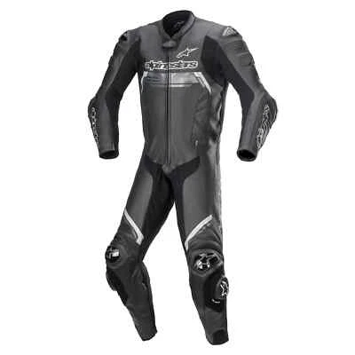 Traje de carreras Alpinestars Missile V2 encendido negro plateado 1 pieza cuero motocicleta Foto 1 de 2