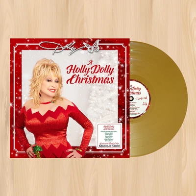 GOLD VINYL----  DOLLY PARTON ‎A Holly Dolly Christmas LP RECORD Miley Cyrus 1223 - Image 1 of 3
