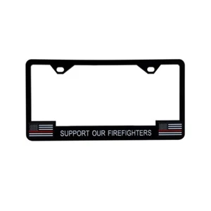 2x US Standard License Plate Frame Cover Thin Red Line Support our Firefighters - Picture 1 of 5