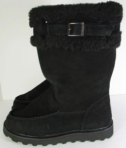 Bearpaw Womens Avery Suede Wool Blend Moc Toe Boot Shoe, Black, US 6 - Picture 1 of 4