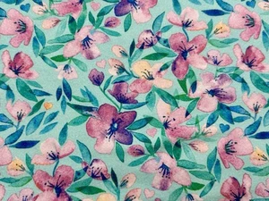 Cotton Spandex Jersey From Spoonflower - Blue & Purple Floral, Approx 34"x59" - Picture 1 of 6
