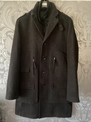 Blackwater mens overcoat EU52 dark brown wool mix removable quilted lining - Image 1 of 4