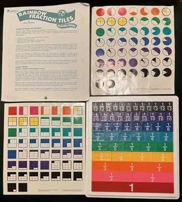Azulejos y pegatinas de fracción arco iris de recursos de aprendizaje escuela en el hogar matemáticas Foto 1 de 2