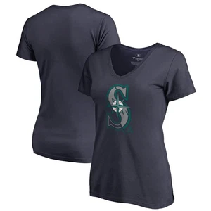 Women's Navy Seattle Mariners X-Ray V-Neck T-Shirt - Picture 1 of 3