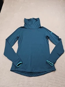 Nike Pro Shirt Womens Large Blue Funnel Neck Dri Fit Active Running - Picture 1 of 7