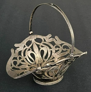 Vintage Art Nouveau 925 Sterling Silver Openwork Candy Basket - Picture 1 of 11
