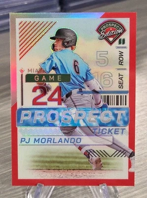 PJ Morlando 2024 Panini Prospect Edition Red Prizm /199 #90 Miami Marlins - Image 1 of 3