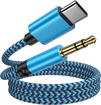 Cable conector auxiliar de audio Samsung USB C a 3,5 mm, auriculares tipo C de 3 pies azul  Foto 1 de 4