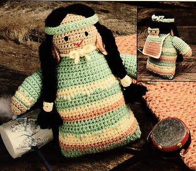 SOUTHWESTERN Papoose Baby Bunting w/Matching Doll/Crochet Pattern Instructions - Image 1 of 2