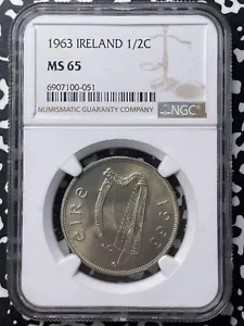 1963 Ireland 1/2 Half Crown NGC MS65 Lot#G8921 Gem BU! - Picture 1 of 3