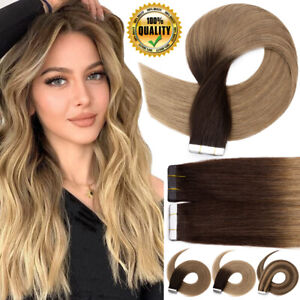 CLEARANCE 150g 60pcs Tape In Real Remy Human Hair Extensions FULL HEAD Skin Weft