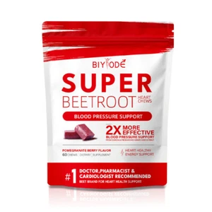 BIY ODE SuperBeets Heart Chews 60 - Producción de óxido nítrico y presión arterial - Imagen 1 de 10