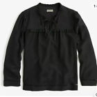 Jcrew 110$ Tall Point Sur Silk Popover Shirt In Black Color Size S