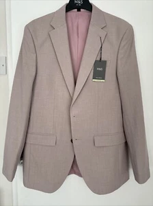 Marks and Spencer Slim Fit Blazer Suit Jacket Size 38” Reg Dusty Pink - Picture 1 of 8